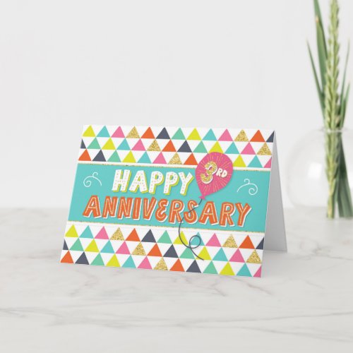 Employee Anniversary 3 Years _ Colorful Pattern Card