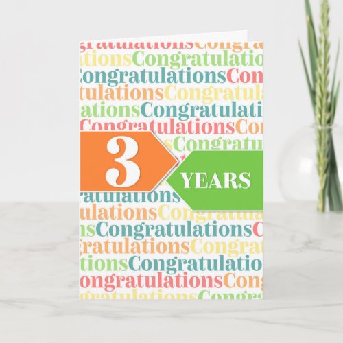 Employee Anniversary 3 Years Colorful Pattern Card