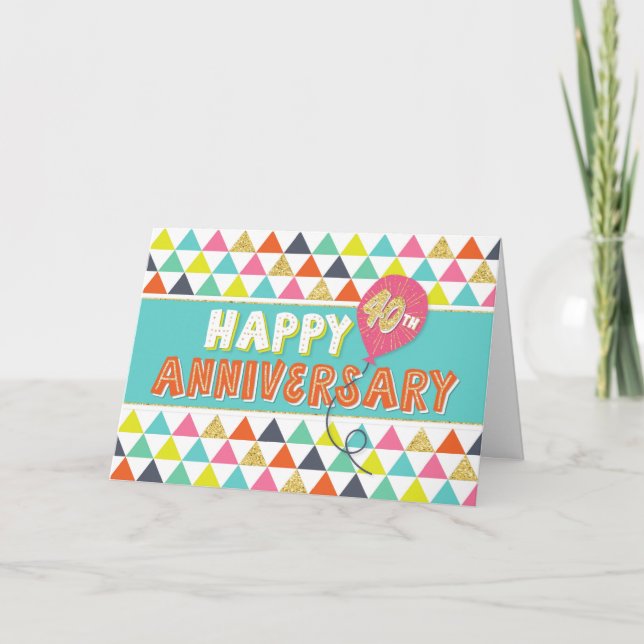 Employee Anniversary 40 Years - Colorful Pattern Card (Front)