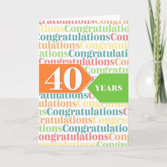 Employee Anniversary 40 Years Colorful Pattern Card (Front)