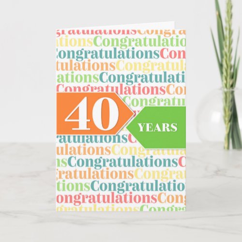 Employee Anniversary 40 Years Colorful Pattern Card