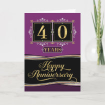 Employee Anniversary 40 Yrs Decorative Formal Plum Card