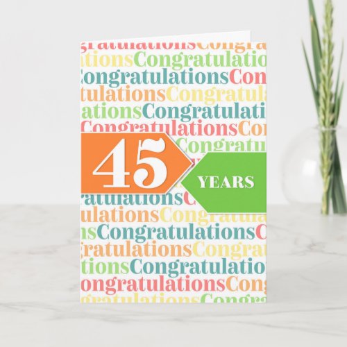 Employee Anniversary 45 Years Colorful Pattern Card