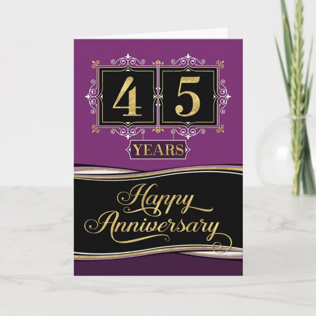 Employee Anniversary 45 Yrs Decorative Formal plum Card (Front)