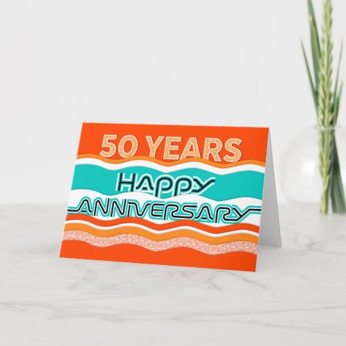 Employee Anniversary 50 Years Colorful Waves