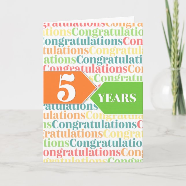 Employee Anniversary 5 Years Colorful Pattern Card (Front)
