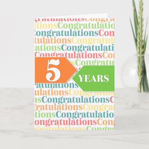 Employee Anniversary 5 Years Colorful Pattern Card