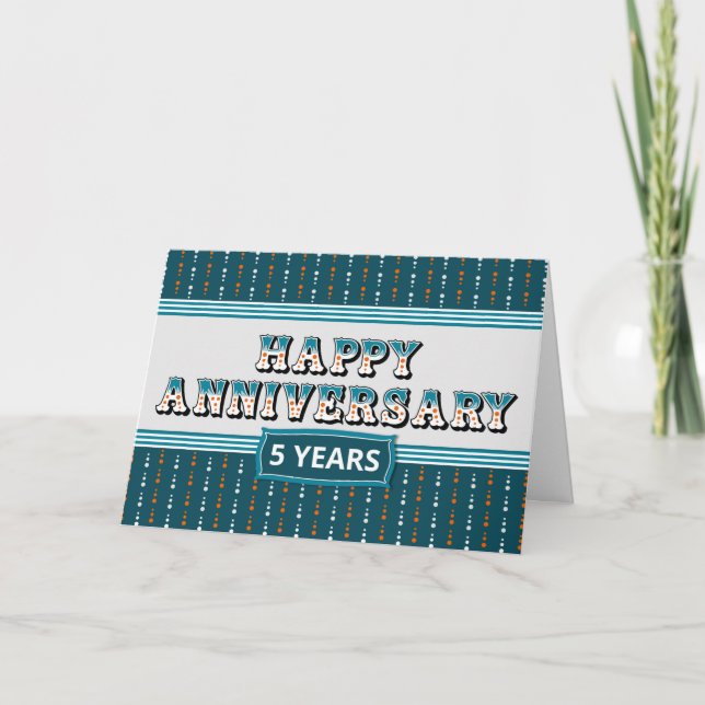 Employee Anniversary 5 Years Decorative Text Card (Front)