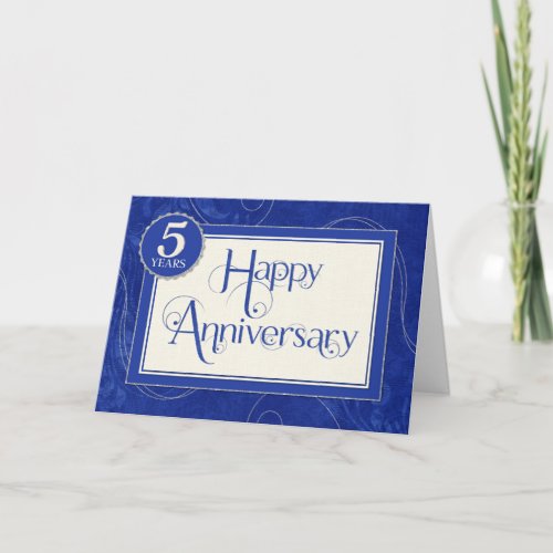 Employee Anniversary 5 Years - Text Swirls Blue