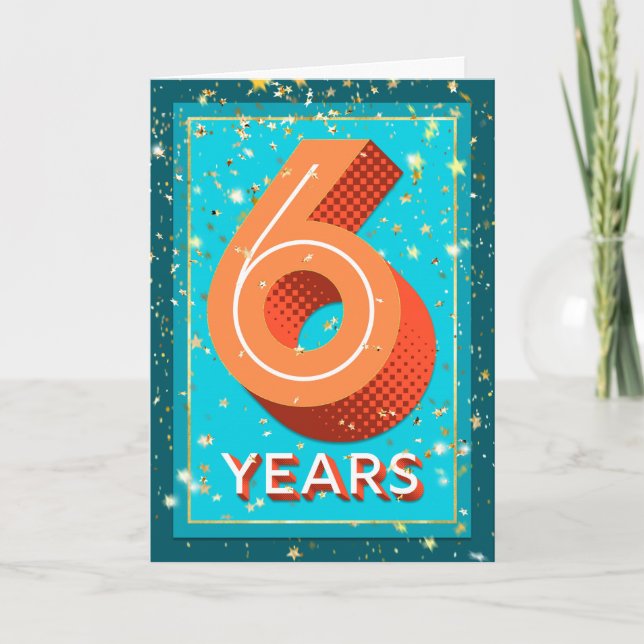 Employee Anniversary 6 Years - Bold Numbers Card (Front)