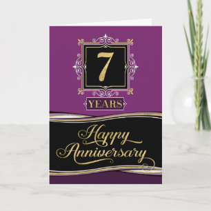 Employee Anniversary 7 Year Decorative Formal Plum Card