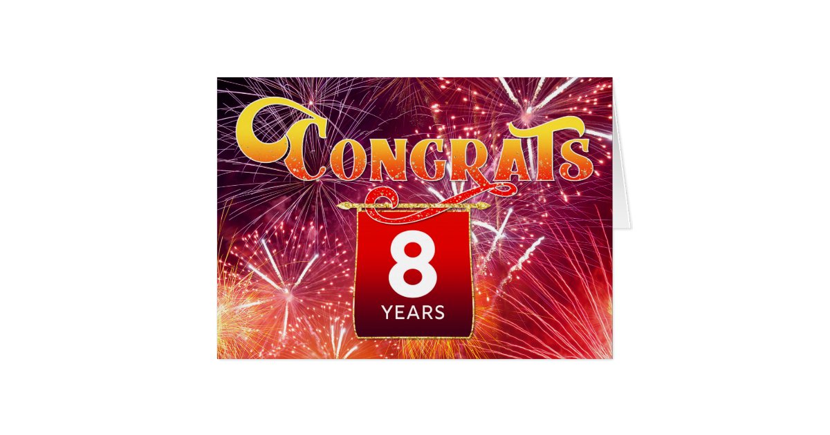 Employee Anniversary 8 Years Celebration Fireworks | Zazzle