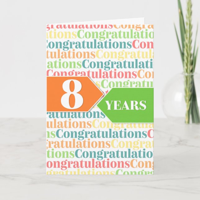 Employee Anniversary 8 Years Colorful Pattern Card (Front)