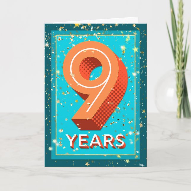Employee Anniversary 9 Years - Bold Numbers Card (Front)