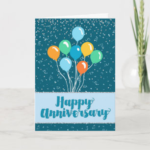 Employee Anniversary - Balloons and Confetti Card