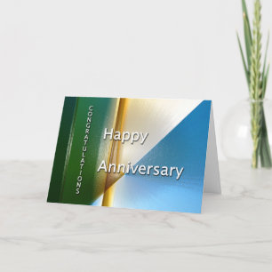 Employee Anniversary Blue and Beige Card