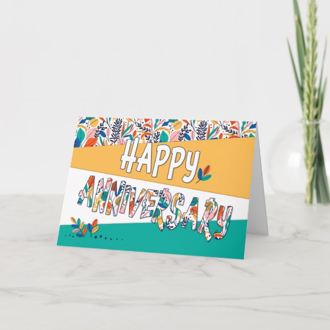 Employee Anniversary Bright Colors Pattern Card (Front)