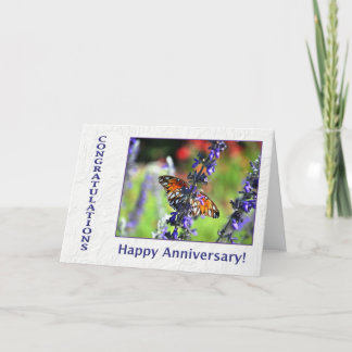 Employee Anniversary Butterfly and Flowers Card