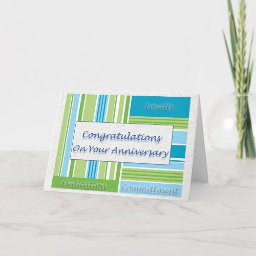 Employee Anniversary Card Blue and Green