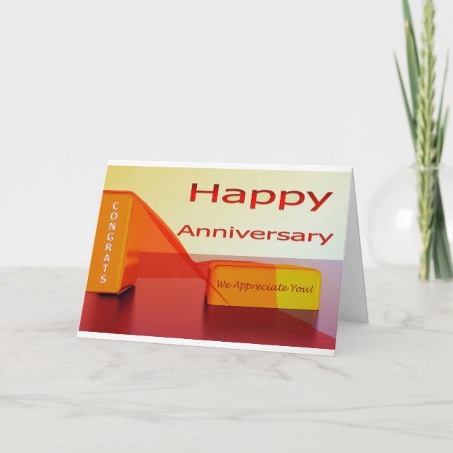 Employee Anniversary Card Bright and Cheerful (Front)