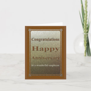 Employee Anniversary Card Elegant Brown