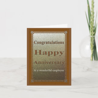Employee Anniversary Card Elegant Brown