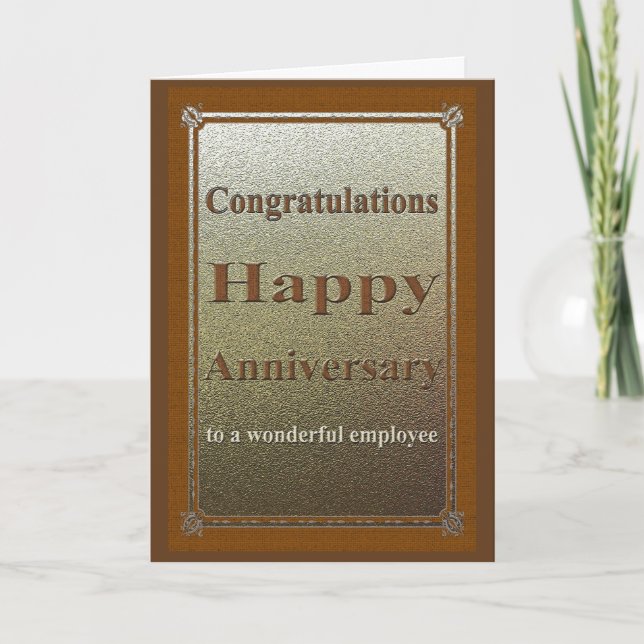 Employee Anniversary Card Elegant Brown (Front)