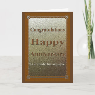 Employee Anniversary Card Elegant Brown