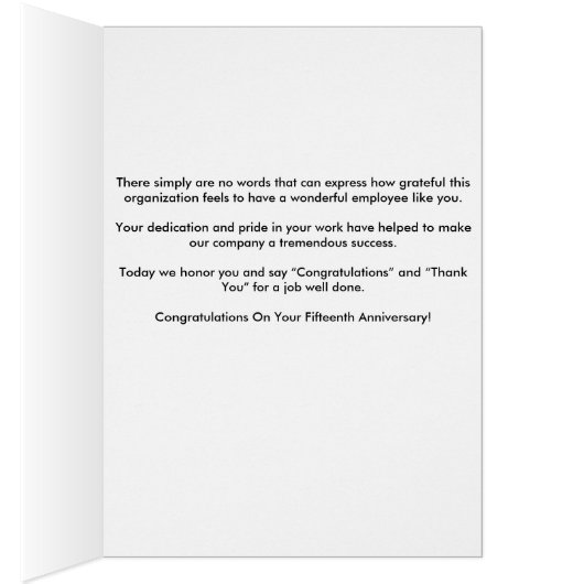 Employee Anniversary Cards 15 Years Red and Black (Inside (Right))
