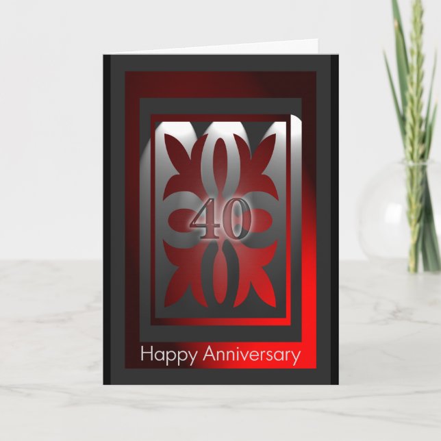 Employee Anniversary Cards 40 Years Red and Black (Front)