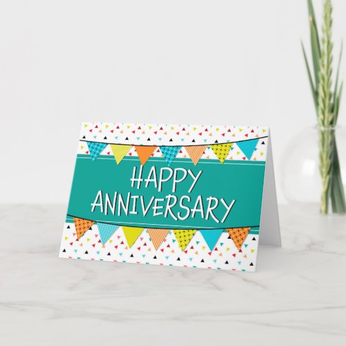 Employee Anniversary Colorful Triangles Card