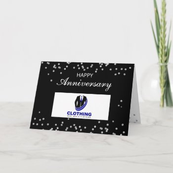 Employee Anniversary Custom Logo Black With Silver Card by sandrarosecreations at Zazzle
