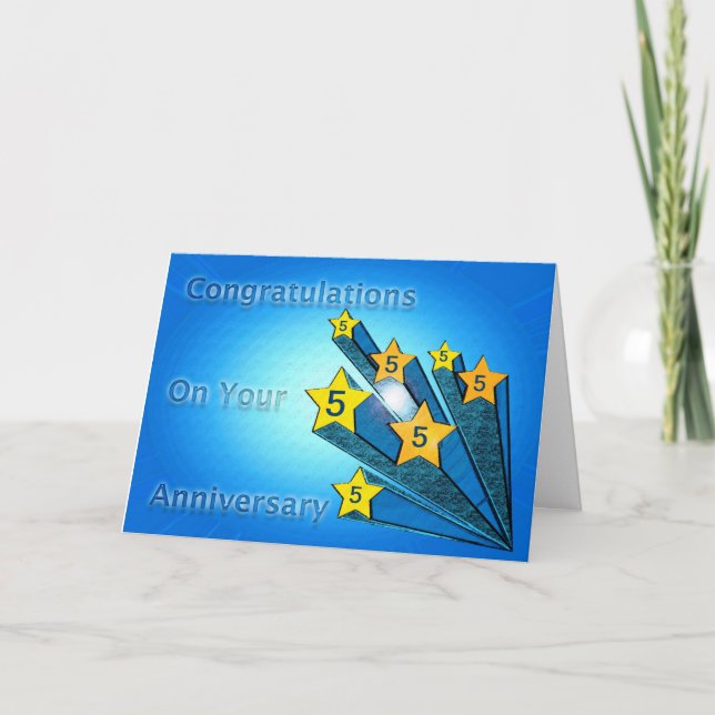 Employee Anniversary Customizable Shooting Stars Card (Front)