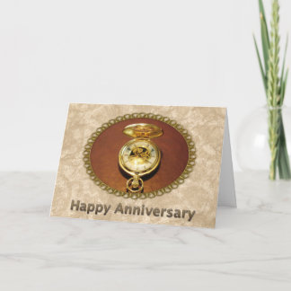 Employee Anniversary Elegant Golden Watch Card