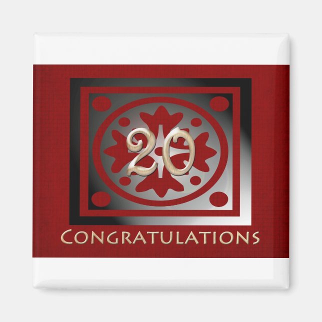 Employee Anniversary Gifts Customizable Red Magnet (Front)