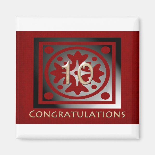 Employee Anniversary Gifts Customizable Red Magnet (Front)