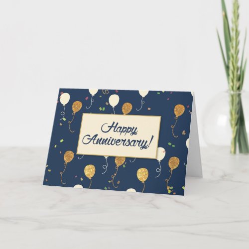 Employee Anniversary Gold Look Balloons Navy Blue
