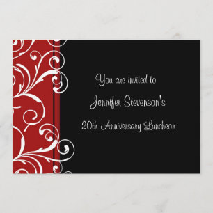 Employee Anniversary Lunch Invitations Red Black