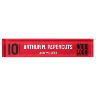 Employee anniversary personalized or 10 years desk name plate