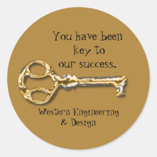 Employee Appreciation Antique Key Business Classic Round Sticker