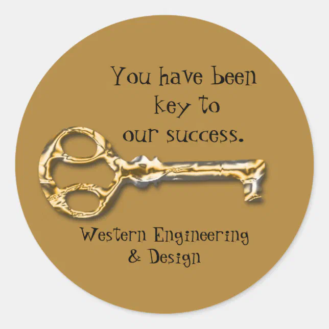 Employee Appreciation Antique Key Business Classic Round Sticker | Zazzle