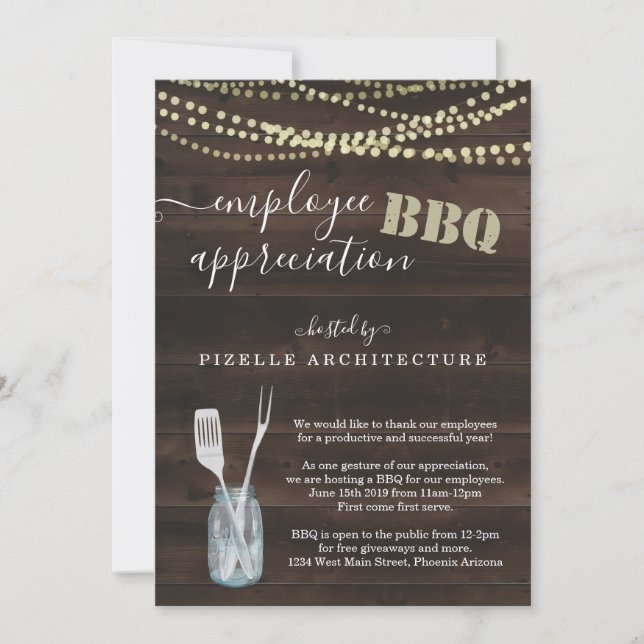 Employee Appreciation Business BBQ Party Invitation (Front)