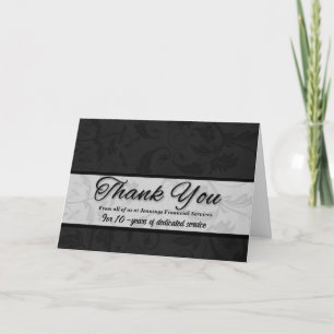 Employee Appreciation Custom Black Damask Thank You Card