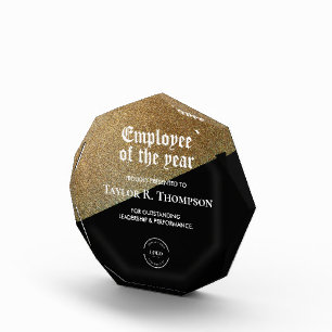 Employee appreciation Custom Logo Black Gold  Acrylic Award