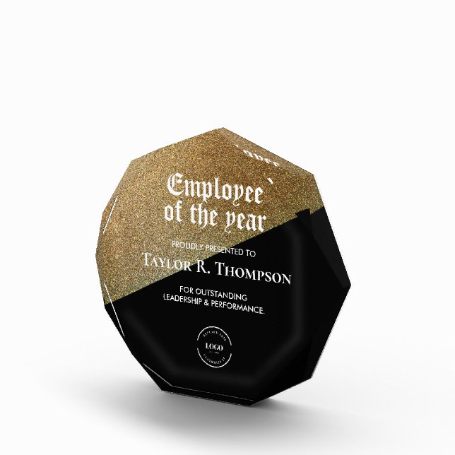 Employee appreciation Custom Logo Black Gold  Acrylic Award (Right)