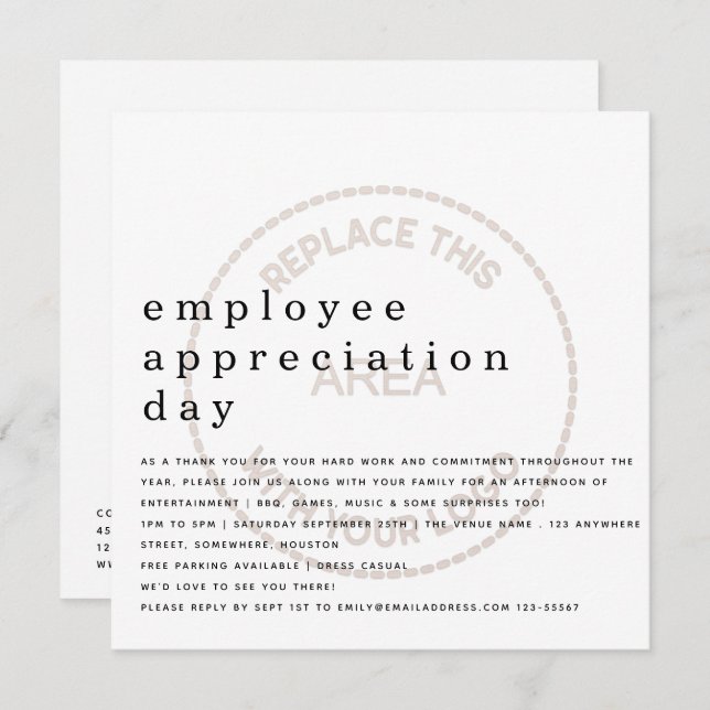 Employee Appreciation Day Business Logo Invitation (Front/Back)