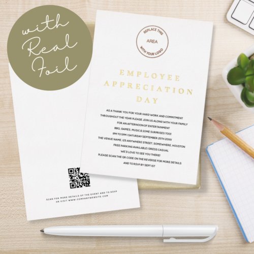 Employee Appreciation Day Logo QR Code Foil Invitation