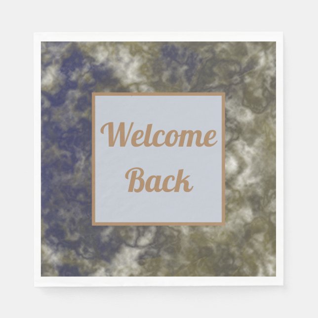 Employee Appreciation Gold Blue Welcome Back Work Napkins (Front)
