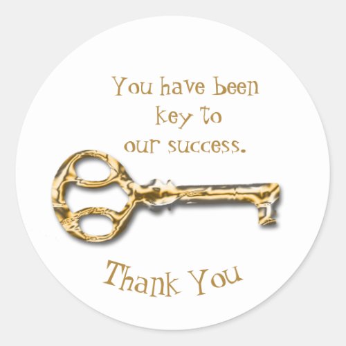 Employee Appreciation Gold Silver Key Business Classic Round Sticker