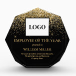 Employee Appreciation Logo Custom Black and Gold Acrylic Award<br><div class="desc">An elegant style employee recognition award. You can change the wording to suit the type of award you are presenting. Please note,  gold glitter details are simulated.</div>